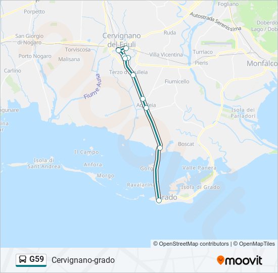 Percorso linea bus G59