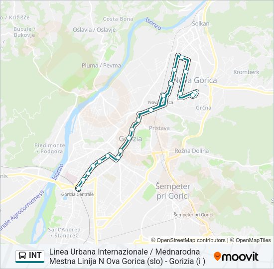 Percorso linea bus INT