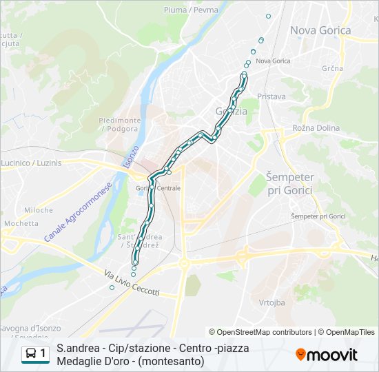 Percorso linea bus 1