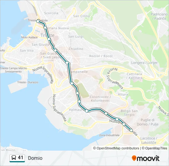 Percorso linea bus 41