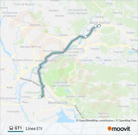 GT1 Bus Line Map