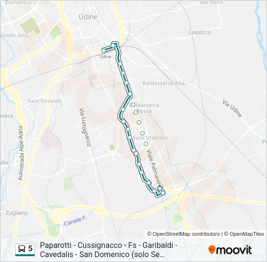 Percorso linea bus 5