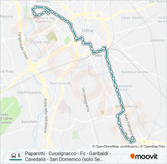 Percorso linea bus 5