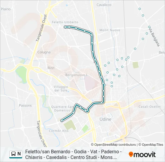 N Bus Line Map