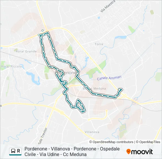 R Bus Line Map