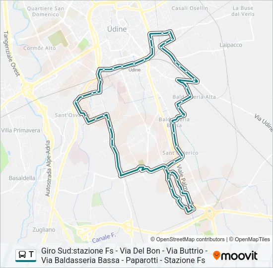 T Bus Line Map