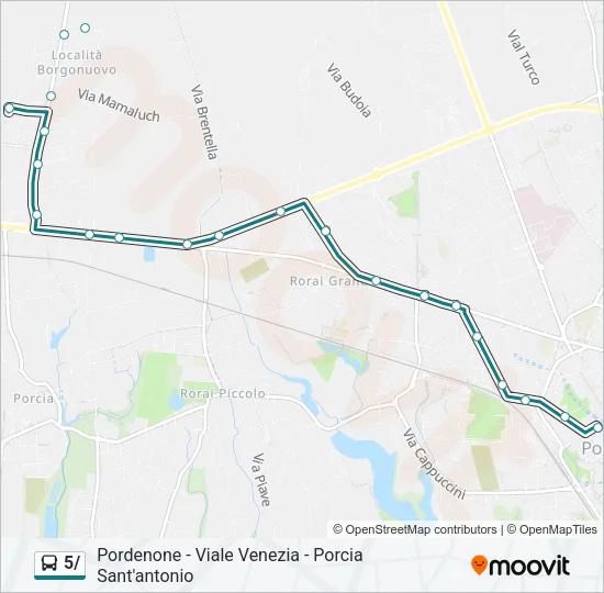 Percorso linea bus 5/