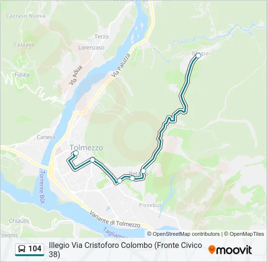104 Bus Line Map