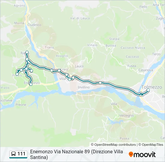 111 Bus Line Map
