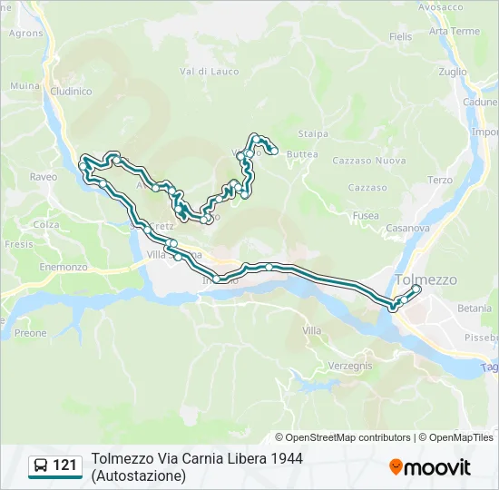 121 Bus Line Map