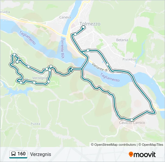 160 Bus Line Map