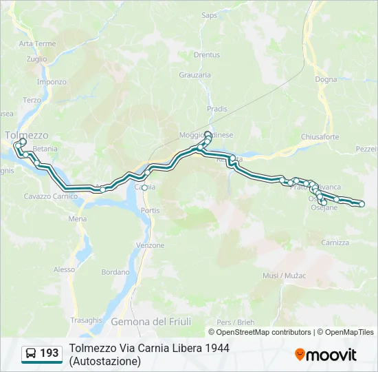 193 Bus Line Map