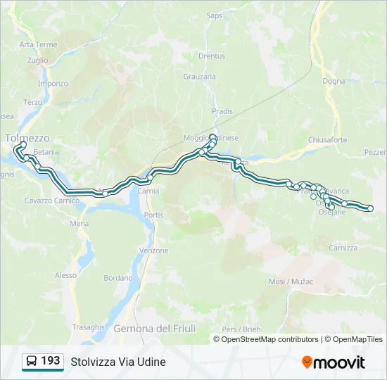 193 Bus Line Map