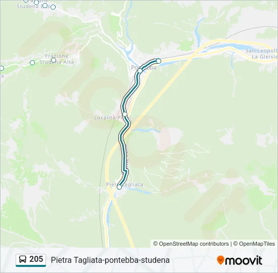 205 Bus Line Map
