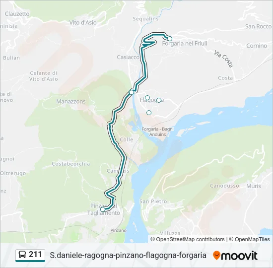 Percorso linea bus 211