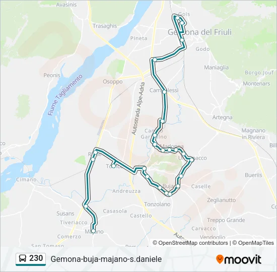 Percorso linea bus 230