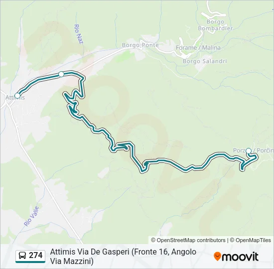274 Bus Line Map