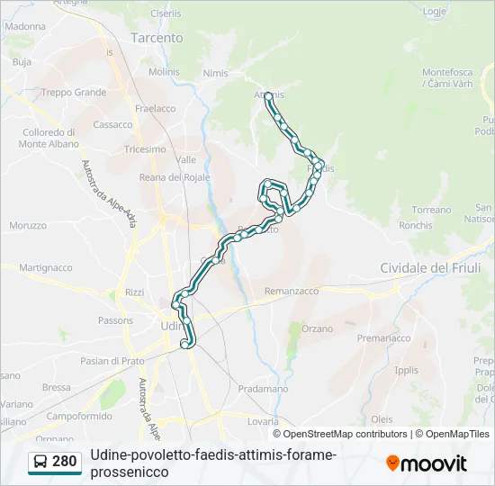 280 Bus Line Map