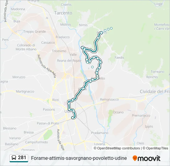 281 Bus Line Map