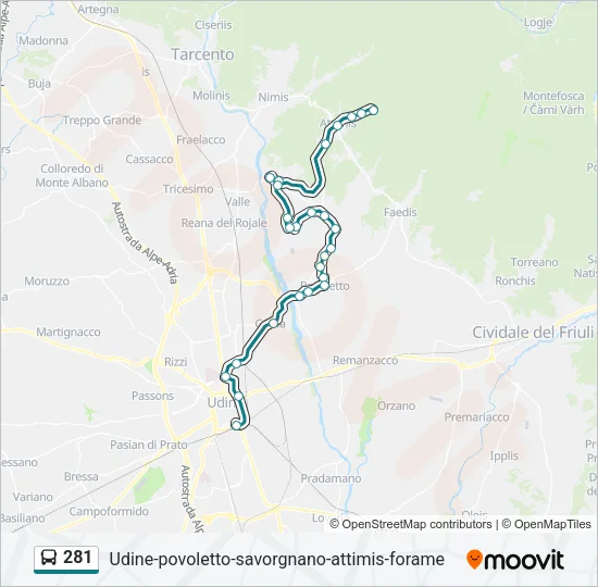 281 Bus Line Map