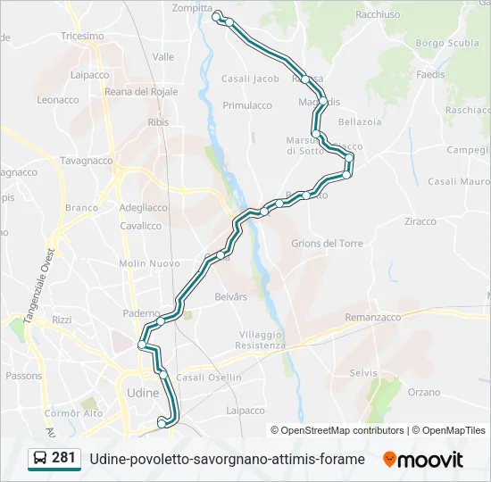 281 Bus Line Map