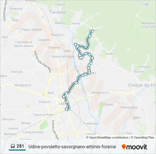 281 Bus Line Map