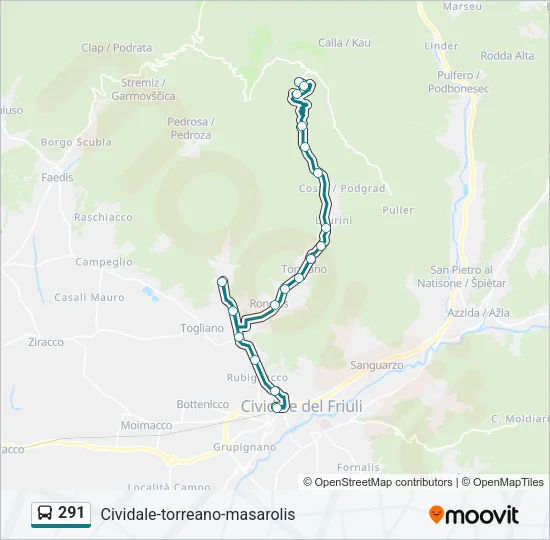 291 Bus Line Map