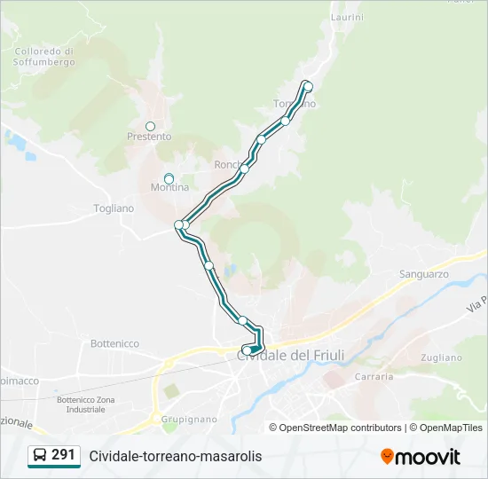 291 Bus Line Map
