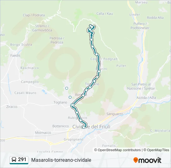 291 Bus Line Map