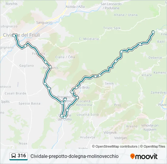 316 Bus Line Map