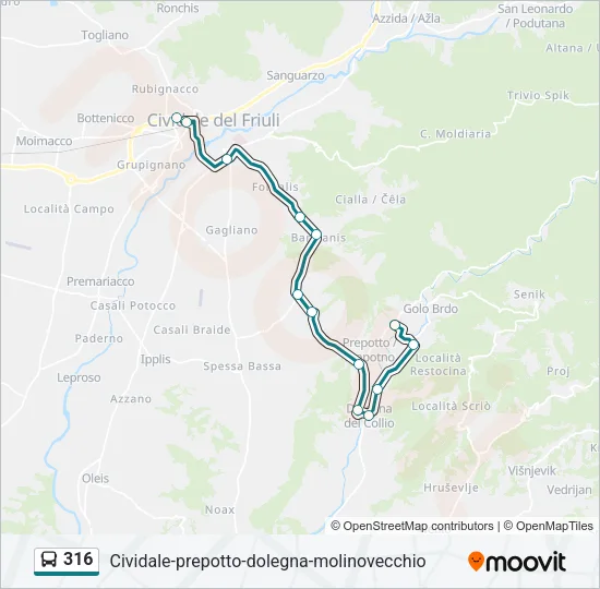 316 Bus Line Map