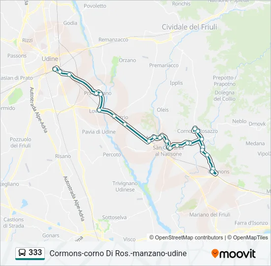 333 Bus Line Map