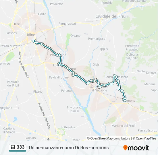 333 Bus Line Map