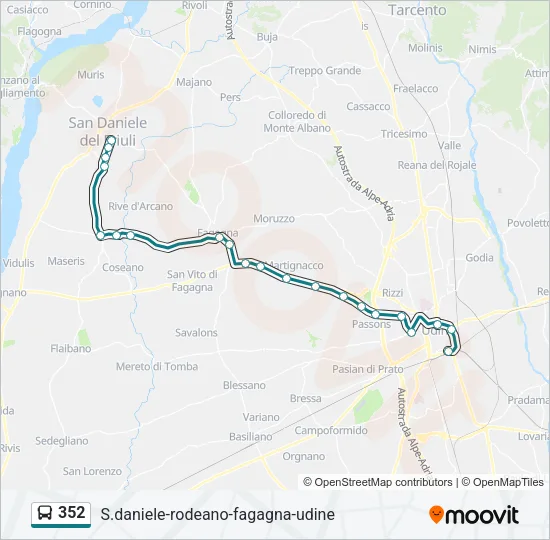 Percorso linea bus 352