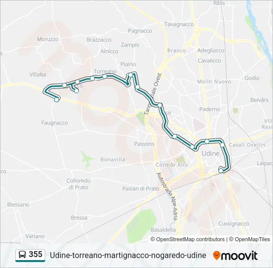 355 Bus Line Map