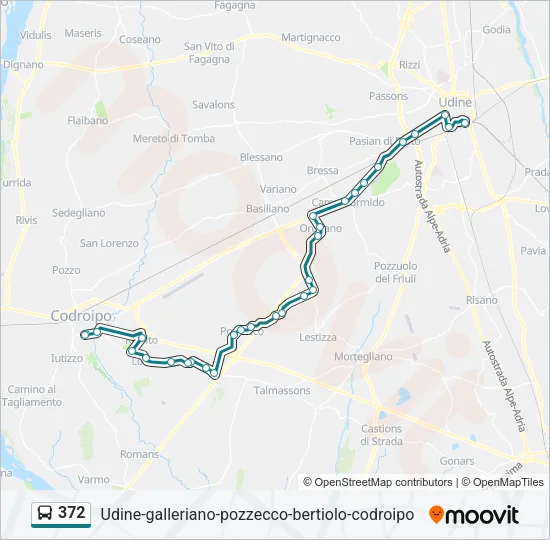 Percorso linea bus 372