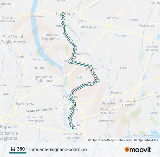 380 Bus Line Map