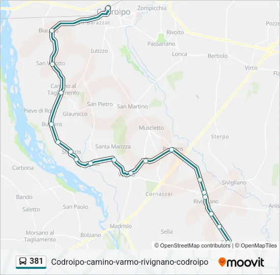 381 Bus Line Map