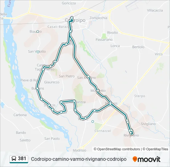 381 Bus Line Map