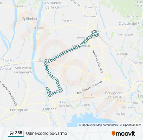 385 Bus Line Map