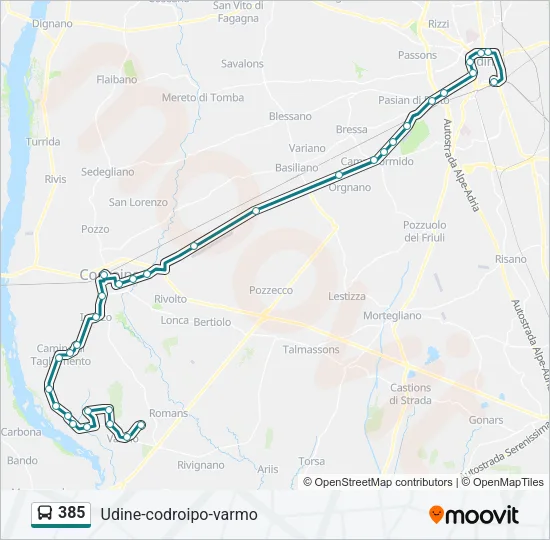 385 Bus Line Map