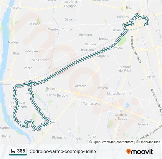 385 Bus Line Map