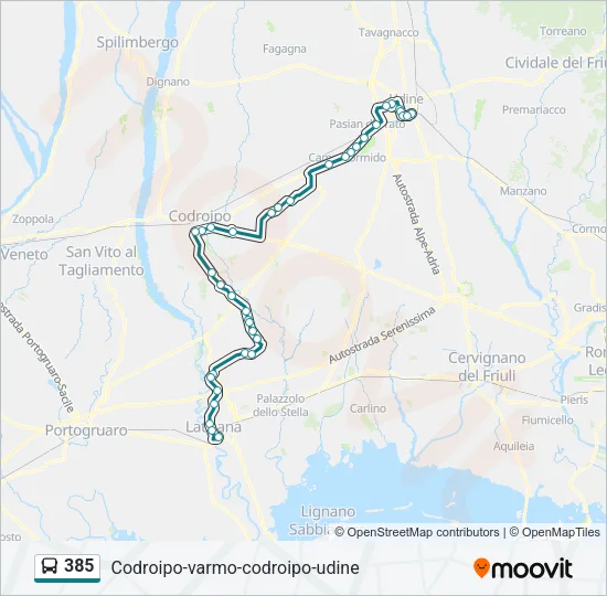 385 Bus Line Map