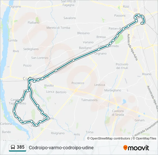 385 Bus Line Map