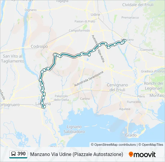 390 Bus Line Map