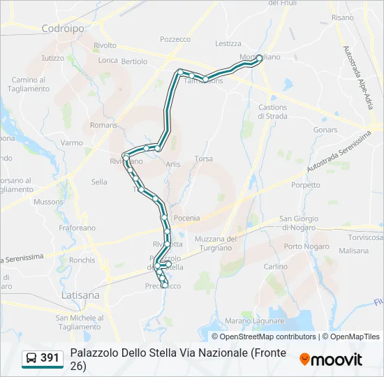 391 Bus Line Map