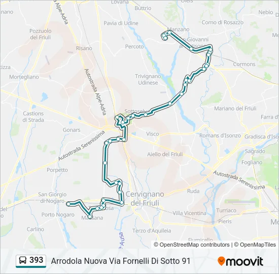 393 Bus Line Map