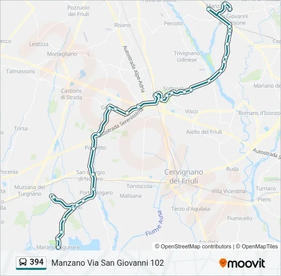 394 Bus Line Map