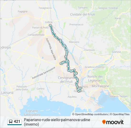 421 Bus Line Map