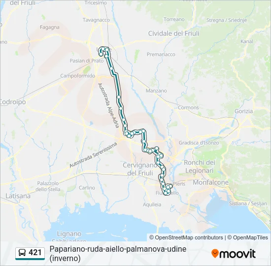 421 Bus Line Map